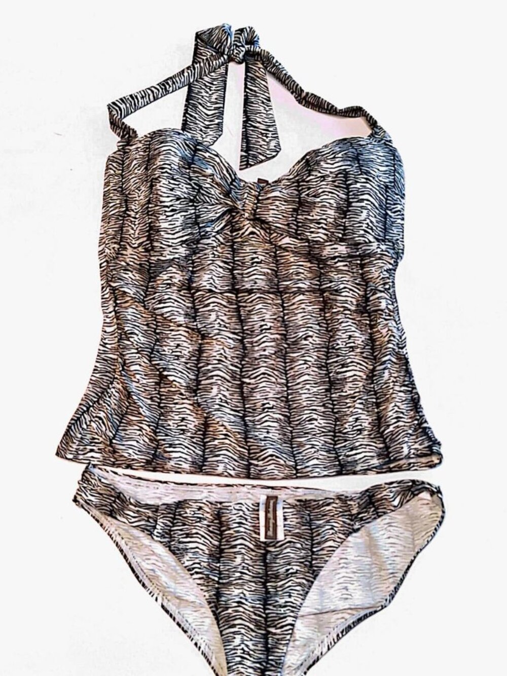 Tommy Bahama Zebra Halter Tankini Two-Piece Swimsuit Set size L